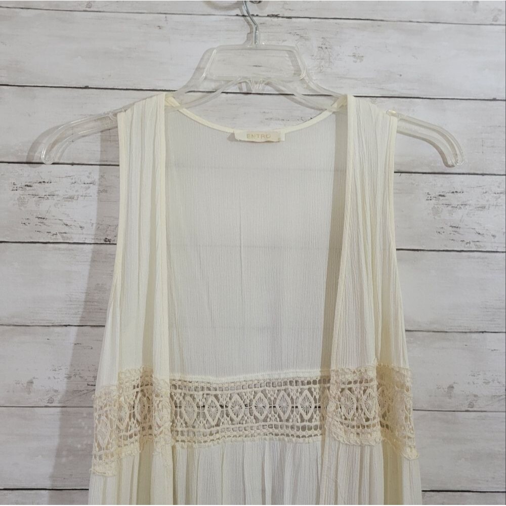 Entro Boho Fringed Cardigan/Cover Up in Cream Size Small - Picture 2 of 10